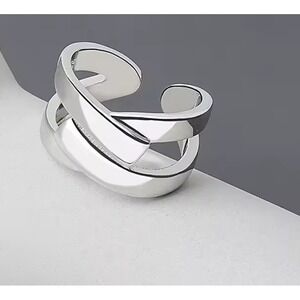 NEW 925 Sterling Silver Criss Cross Adjustable‎ Ring